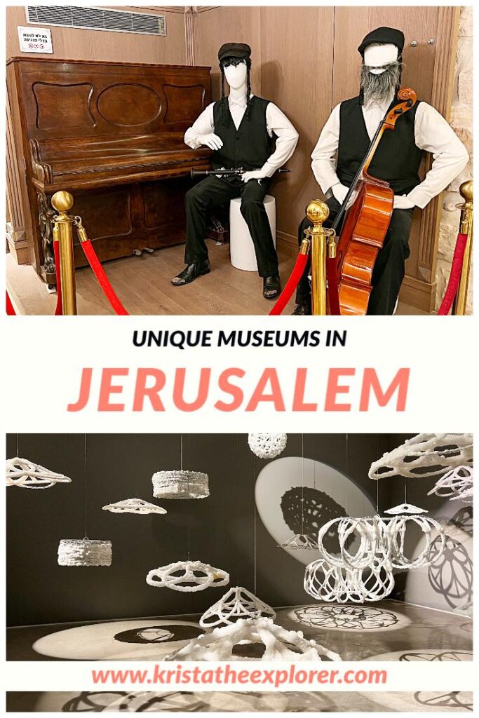 Mannequins of Jewish musicians and Dead Sea art installation. 