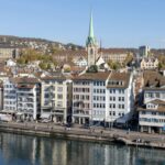 View of Zurich old town from above.