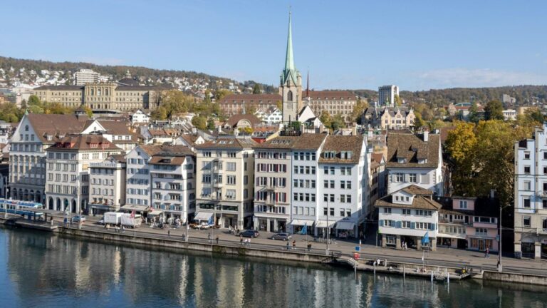 View of Zurich old town from above.