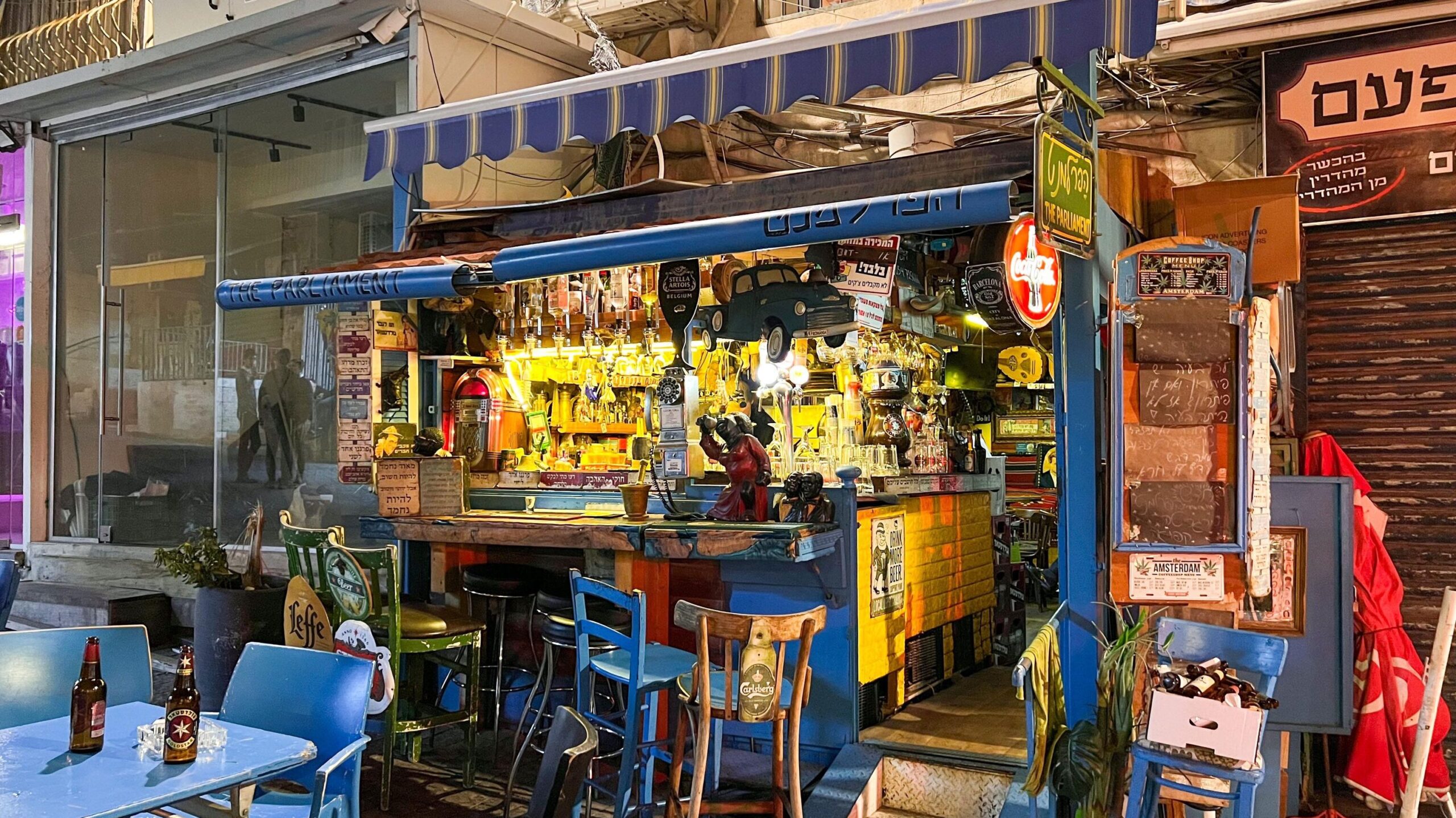 Small bar with tables outside.