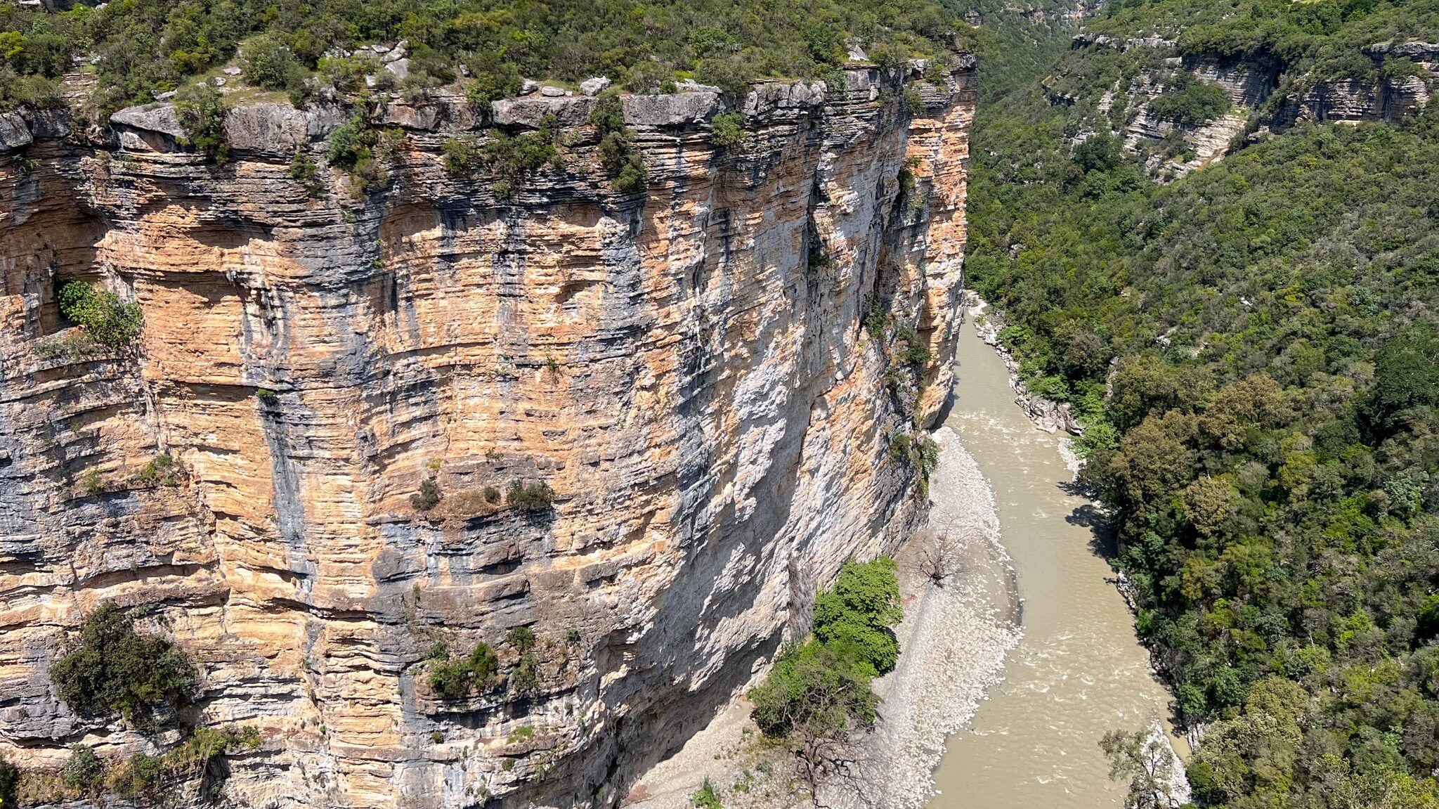 View of canyon with river in Albania.