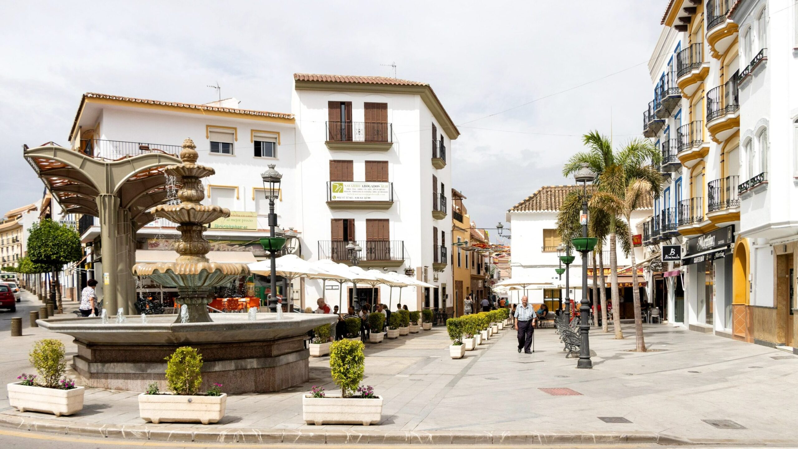 Small plaza in white village.