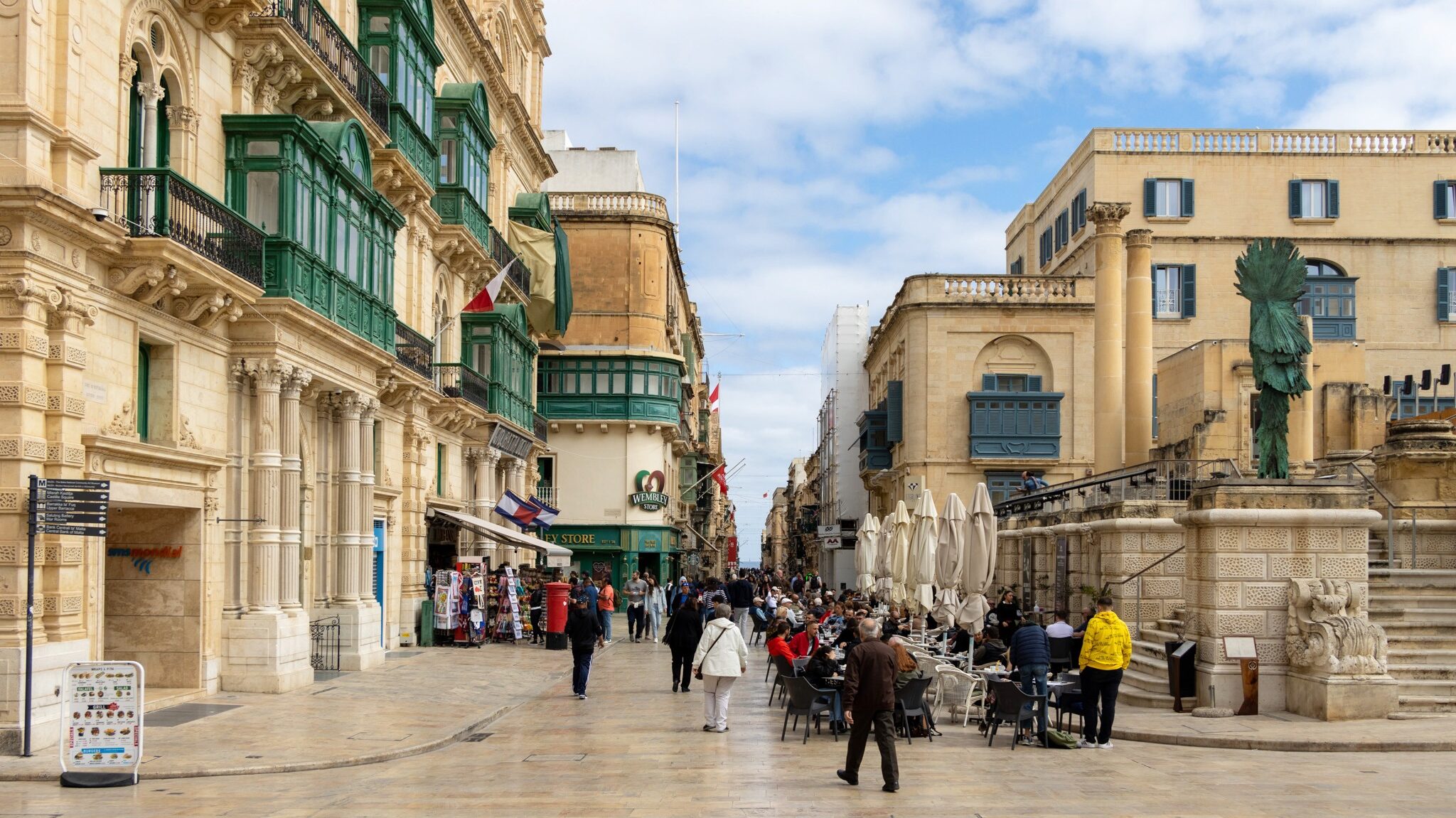 Main shopping street in old town Valletta.