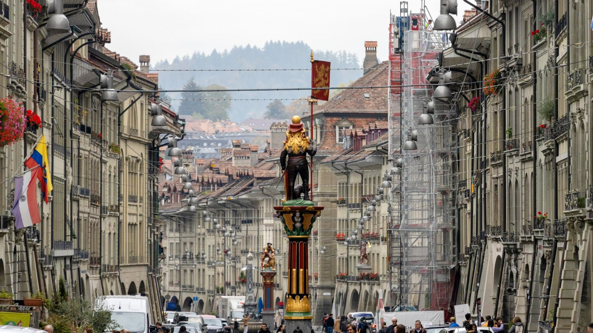 Main shopping street in attractions in old town Bern.