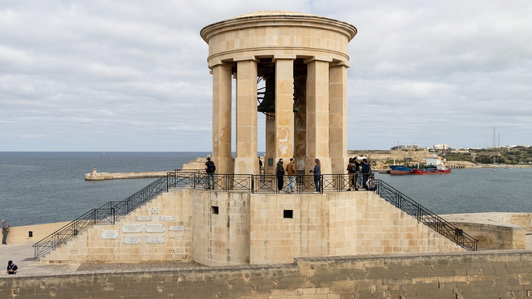 War memorial in Valletta overlooking water.