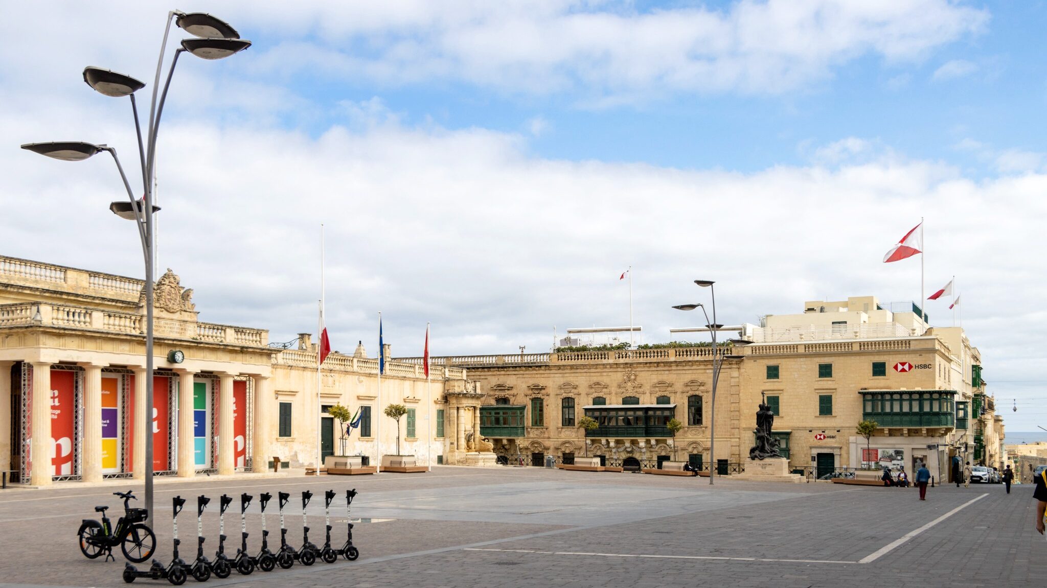 Large square in the historic centre of Valletta.