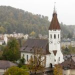 View of church in Thun from castle tower.