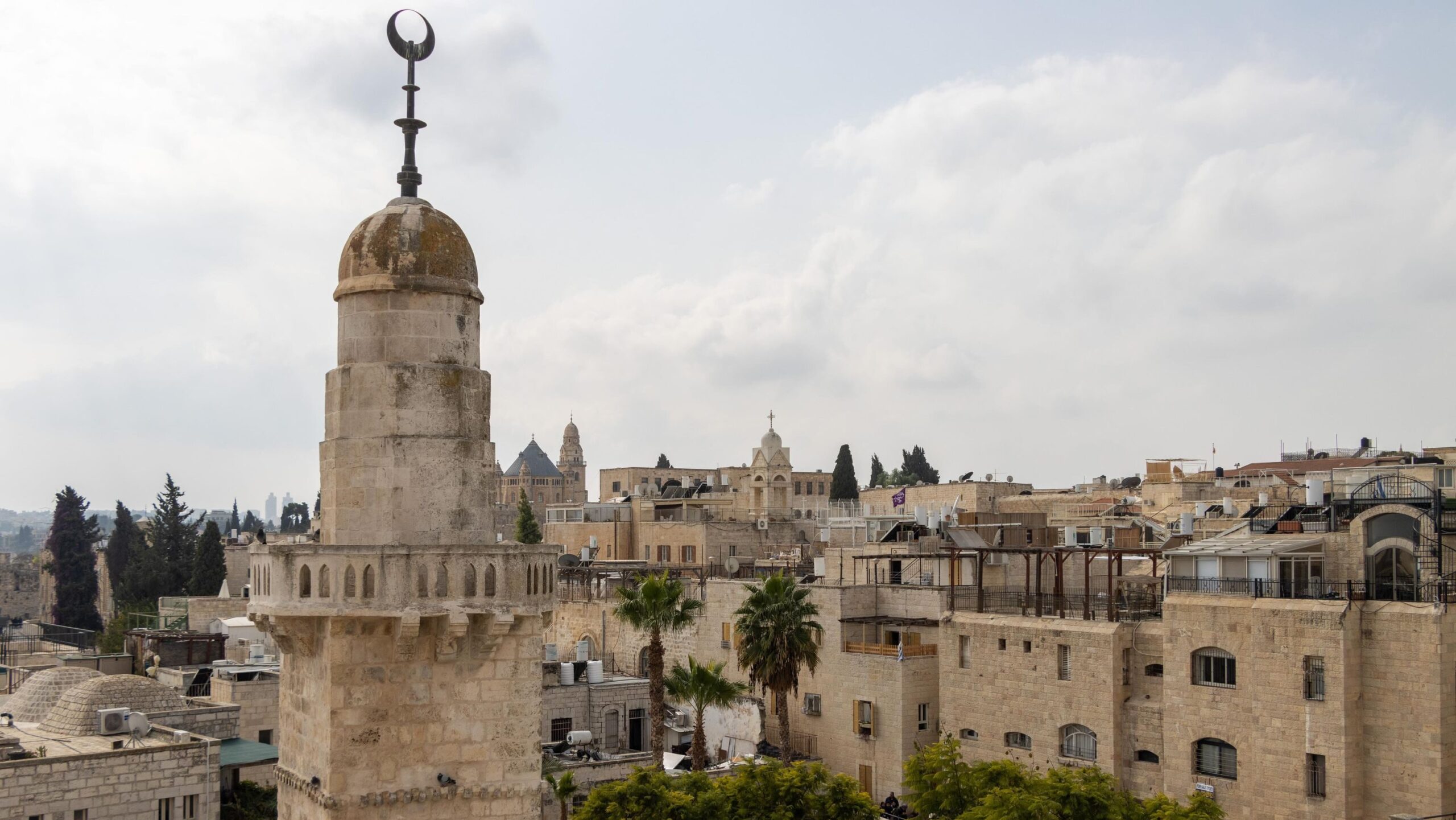 Top of the tower of a synagogue in Jerusalem.