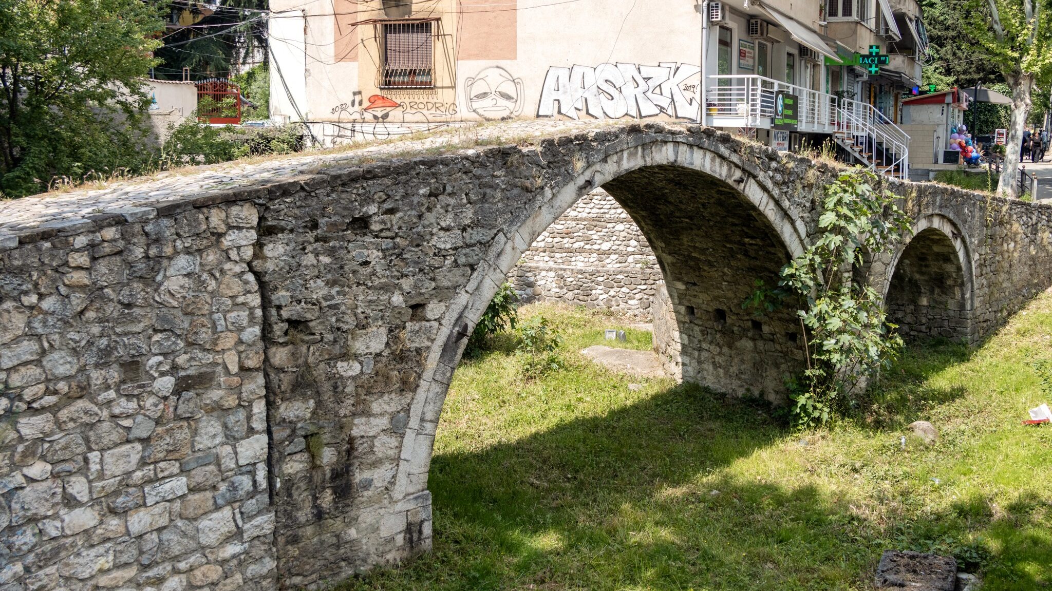 Old stone footbridge in Tirana.