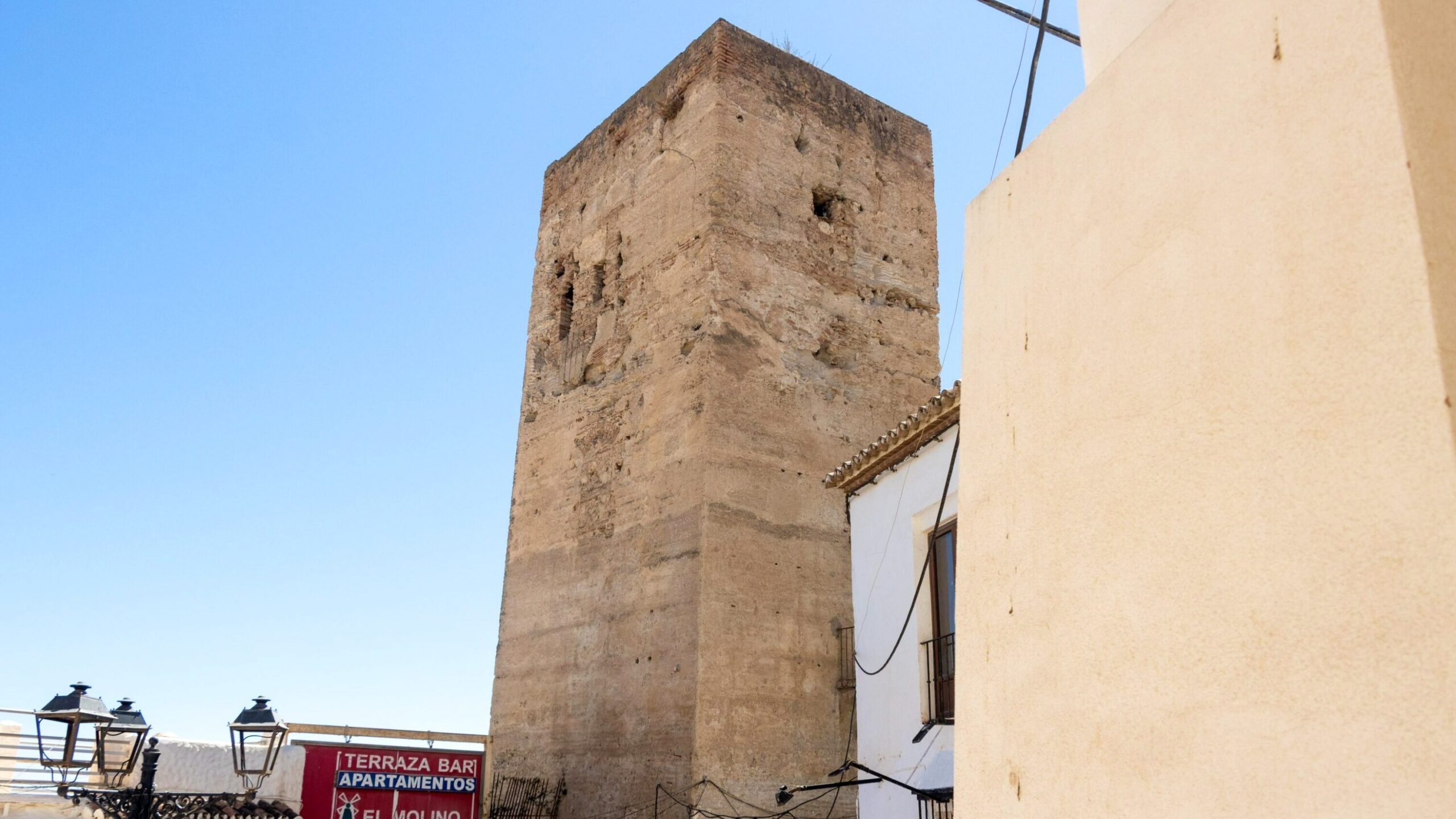 Small stone tower in old town.