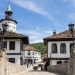 Stone bridge leading to village in Bulgaria.