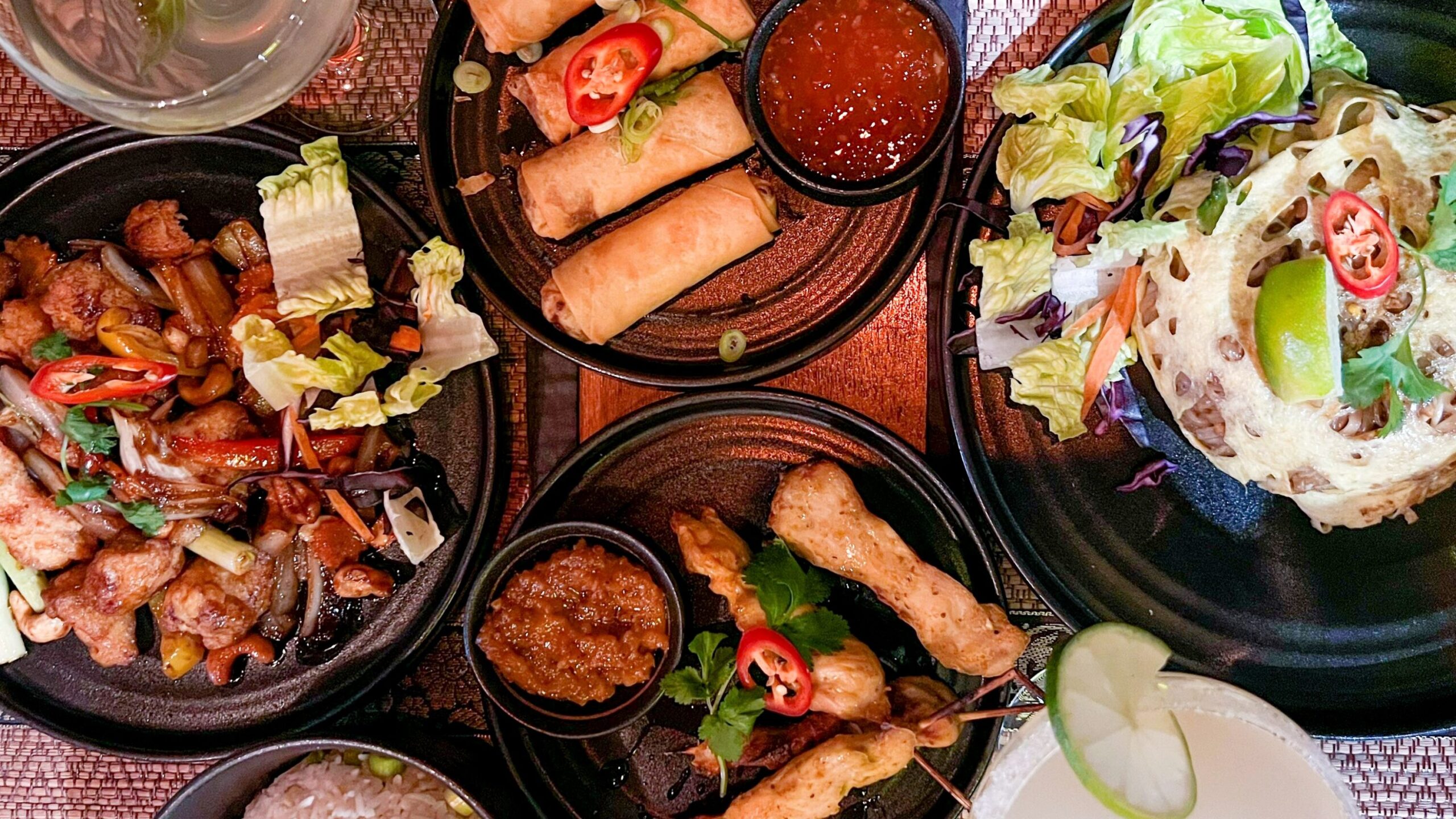 Selection of Thai food in restaurant.