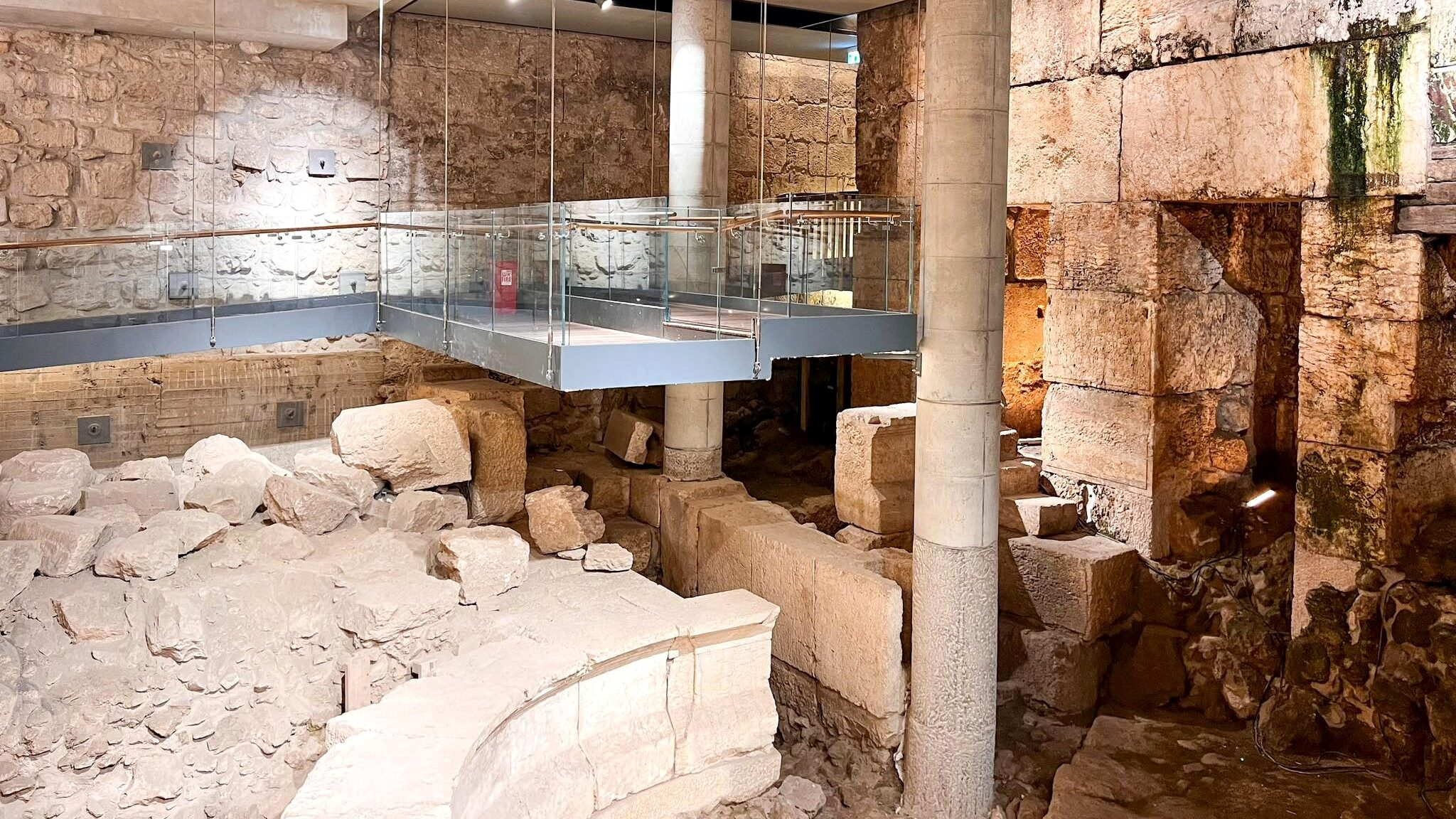 Tunnels under the Western Wall in Jerusalem. 