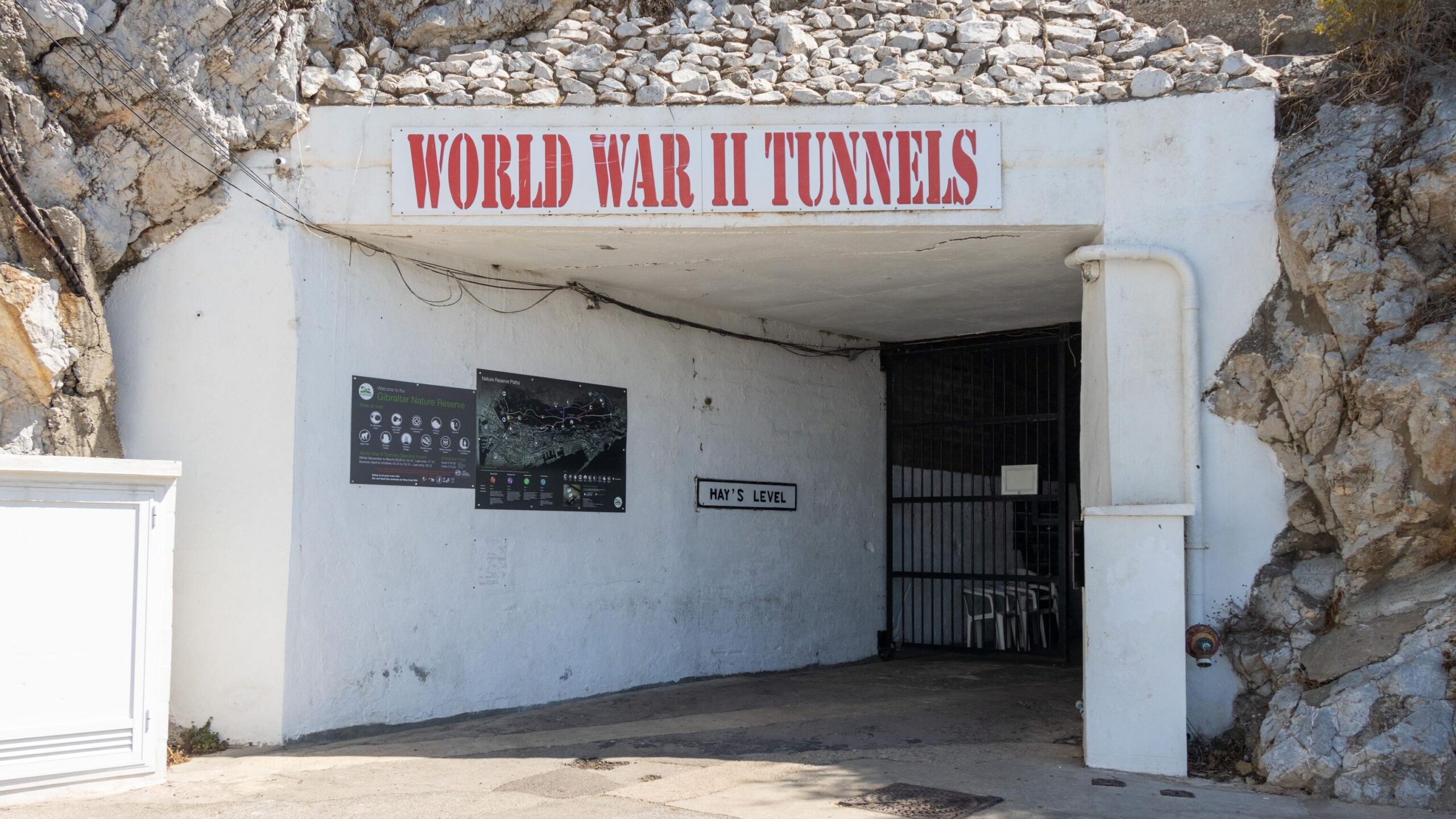 Entrance to World War II tunnels in Gibraltar. 