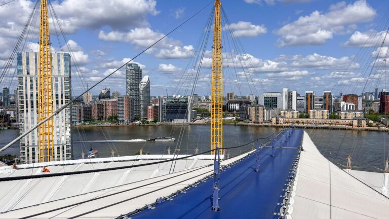 View from the top of the 02 arena fun activities for adults in London.