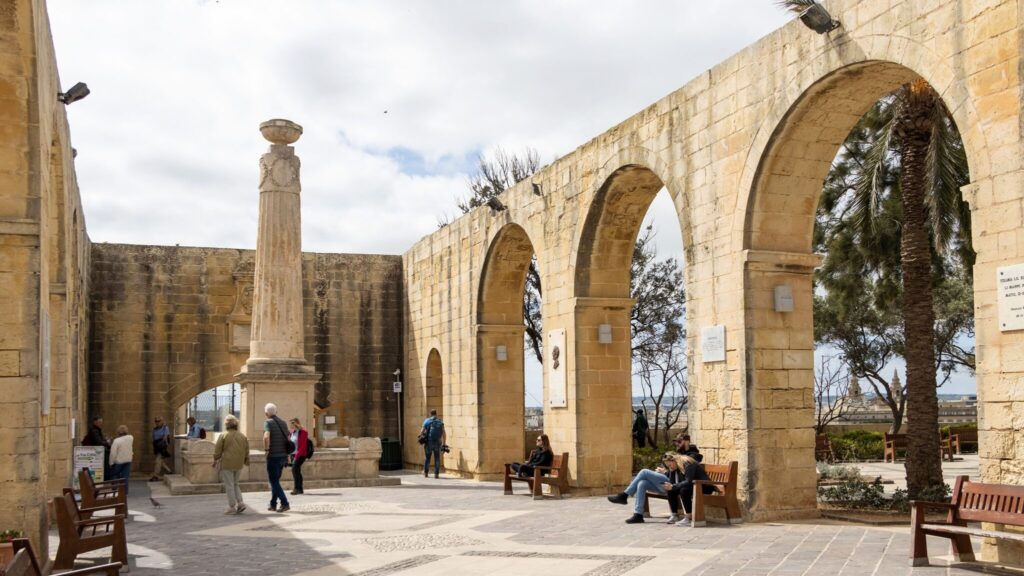 Arches in garden in upper battery free things to do in Valletta.