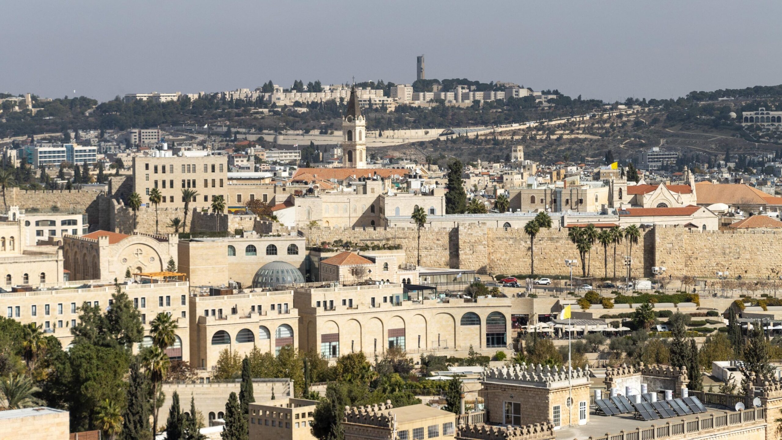 View over city of Jerusalem from tower.