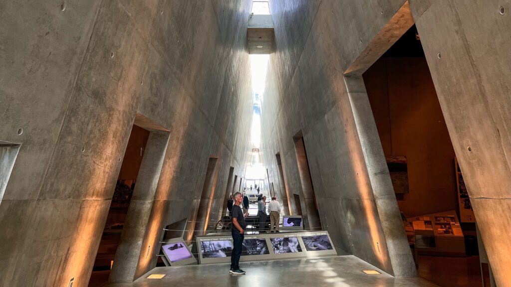 Inside the Holocaust Museum in Jerusalem.