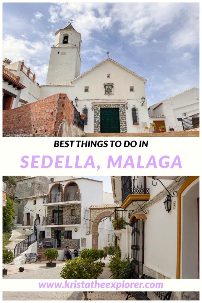 Church in white village and whitewashed street.