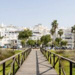 Boardwalk leading to town centre of Conil.