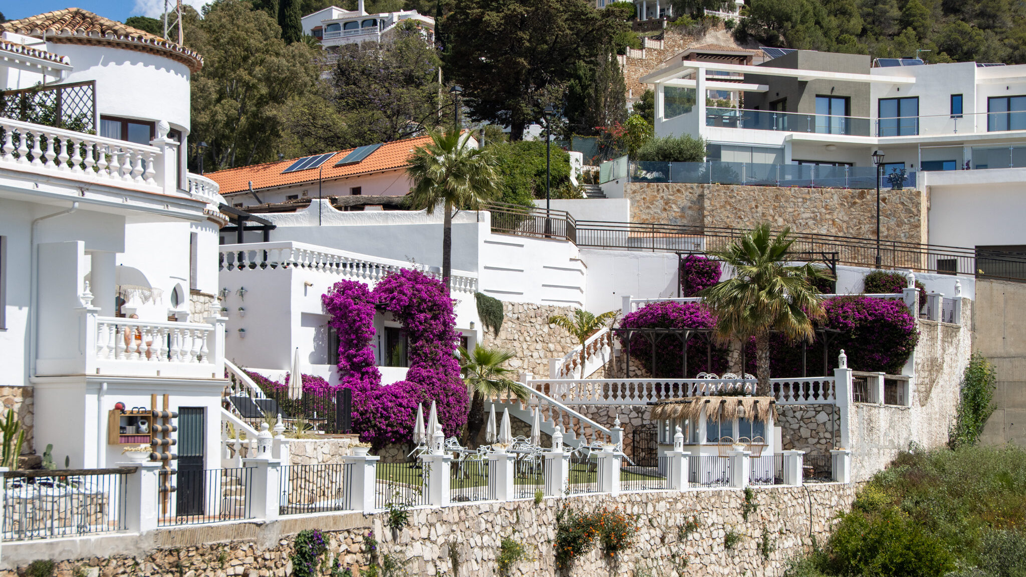 Large white village in Mijas mountains.