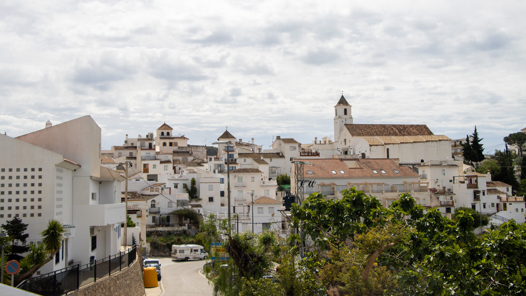 View of white village things to do in Sedella.