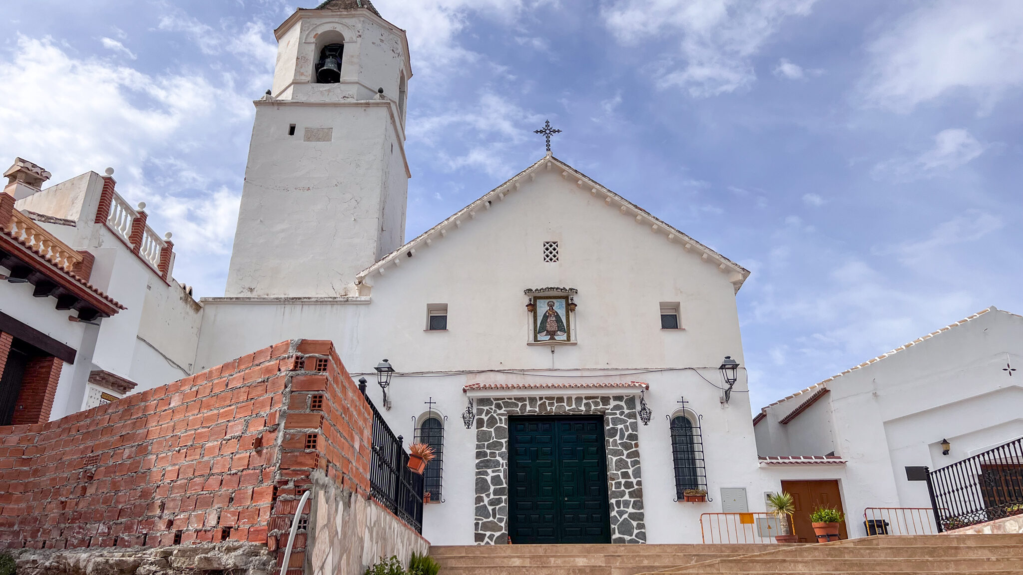 Historic church in white village.