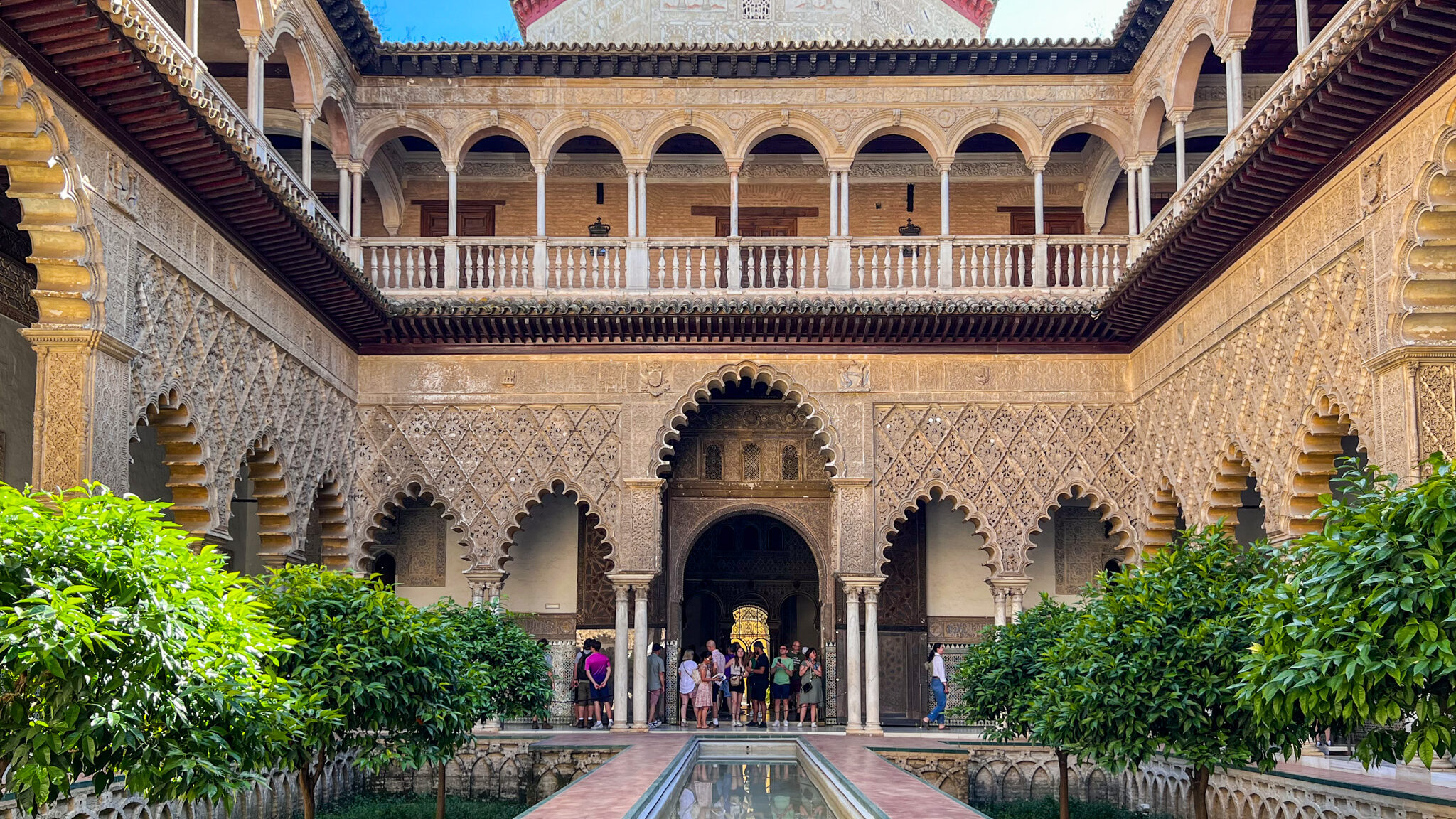 Main courtyard in royal palace of Seville.