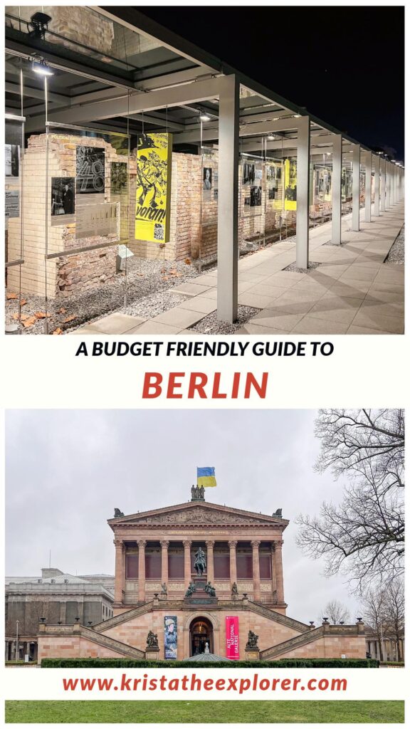 Museum exhibition outside and museum building in Berlin.