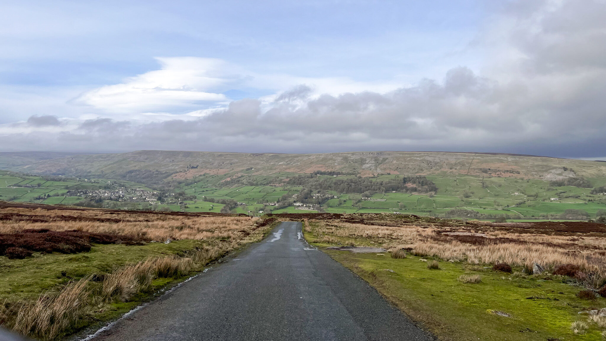 Road cutting through top of the Yorkshire Dales.