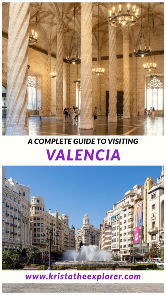 Inside Silk Exchange and large plaza in Valencia.