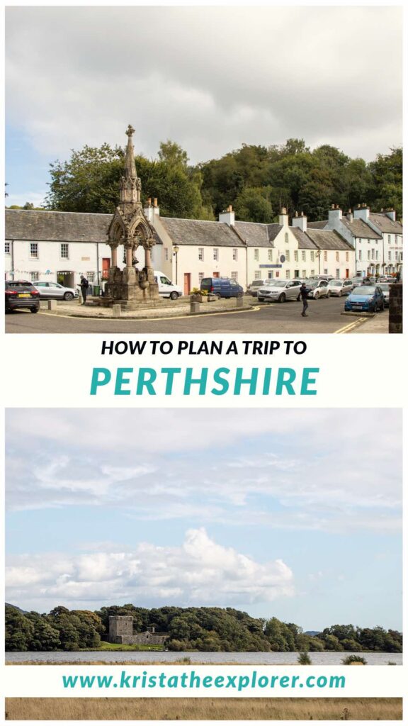 Town in Scotland and castle on island on loch.