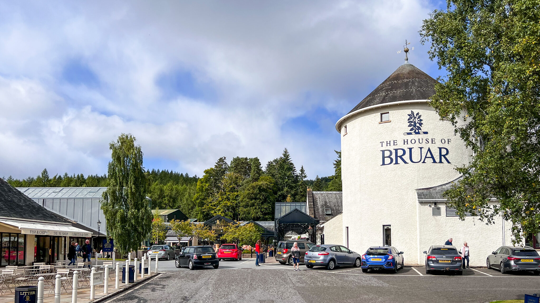 Entrance to shopping complex in Perthshire.