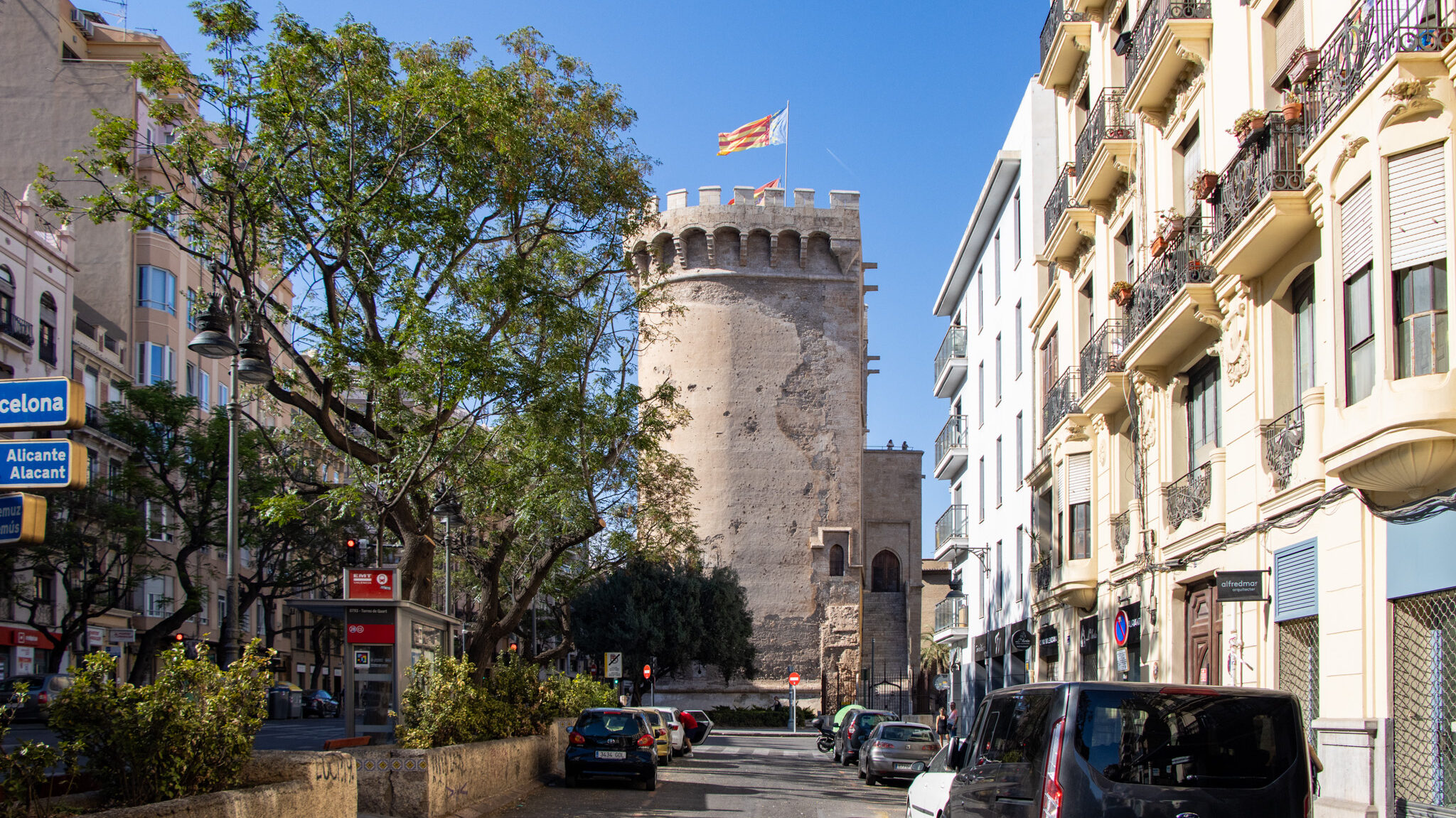 Medieval tower in Valencia old town.