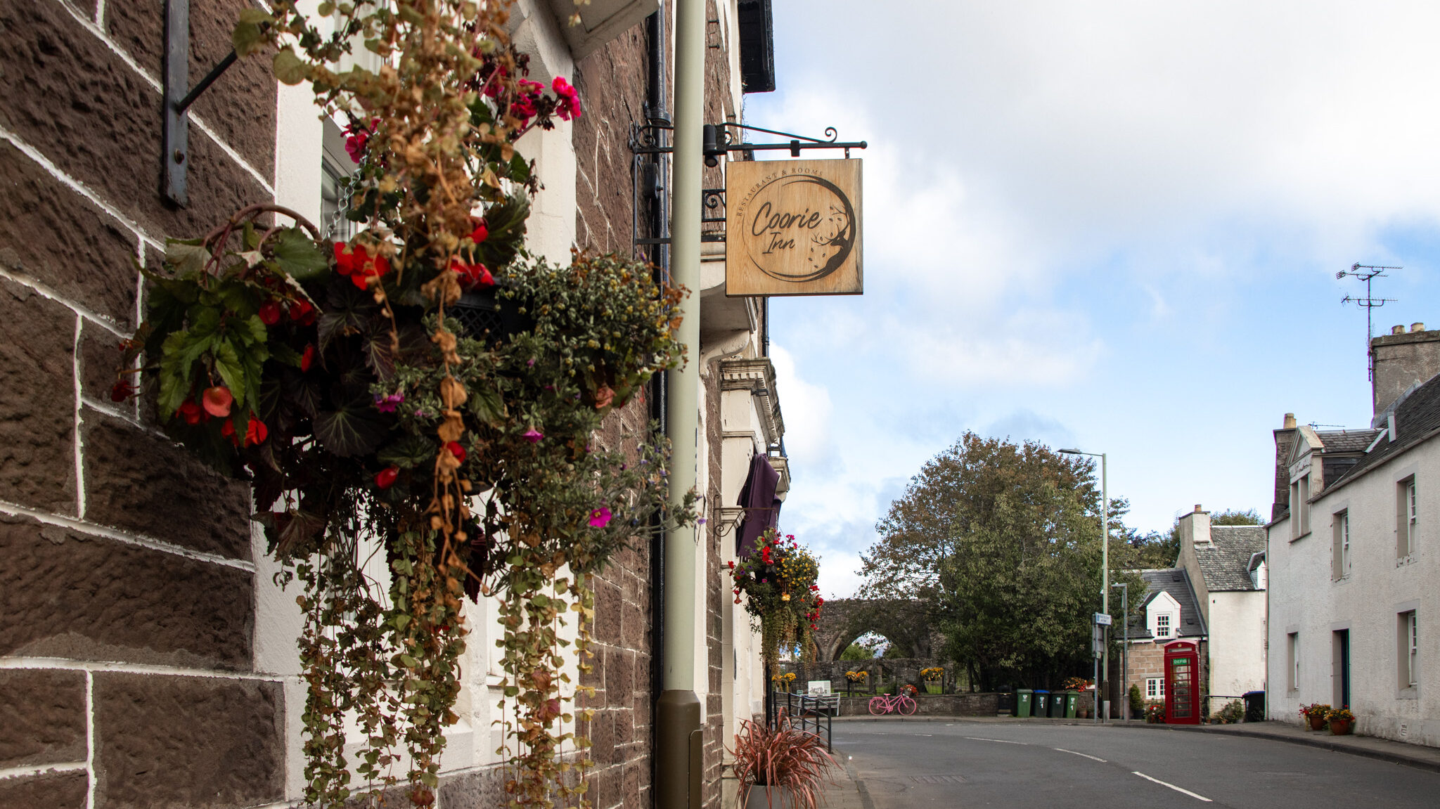 Exterior of boutique hotel in small Scottish town.