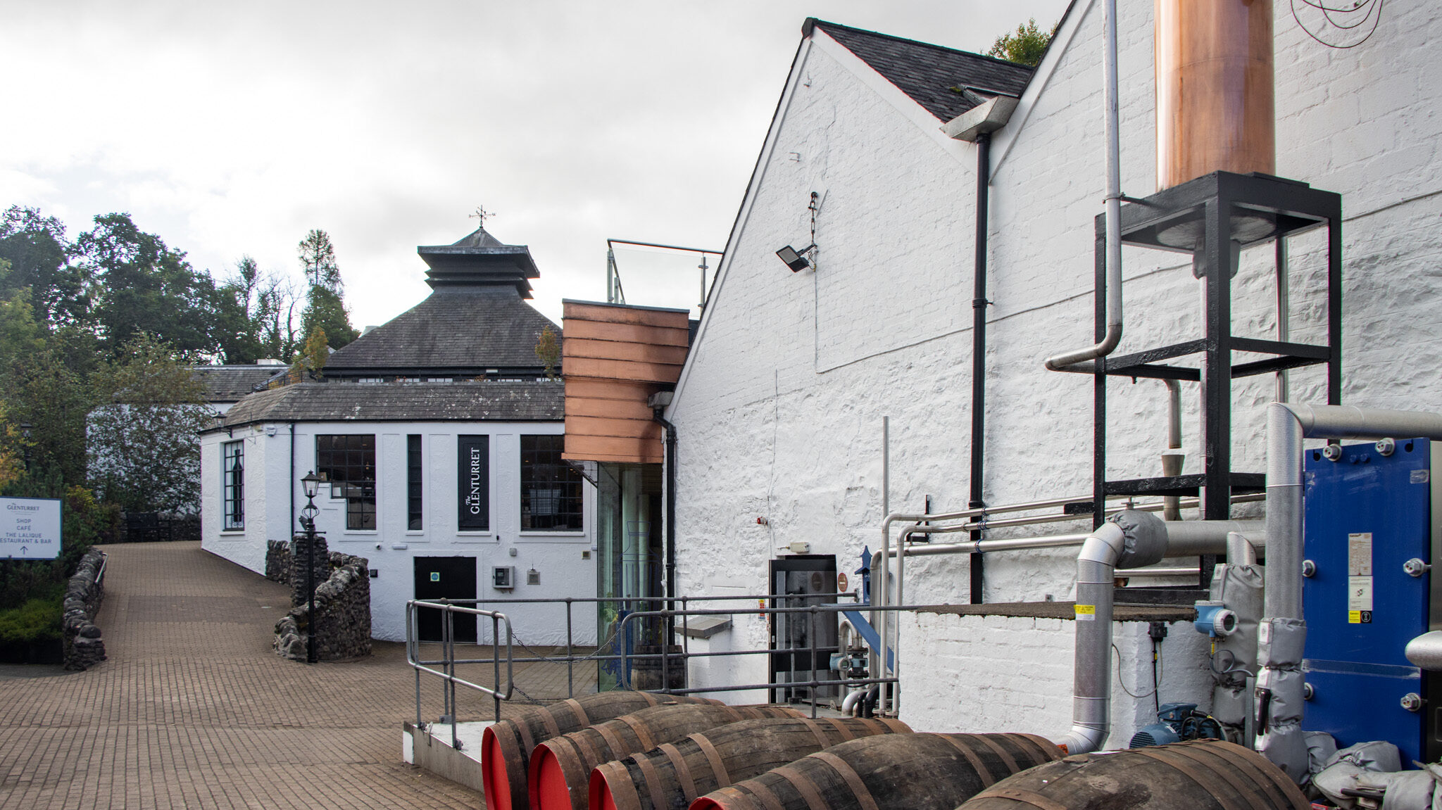 Back of historic distillery in Scotland.