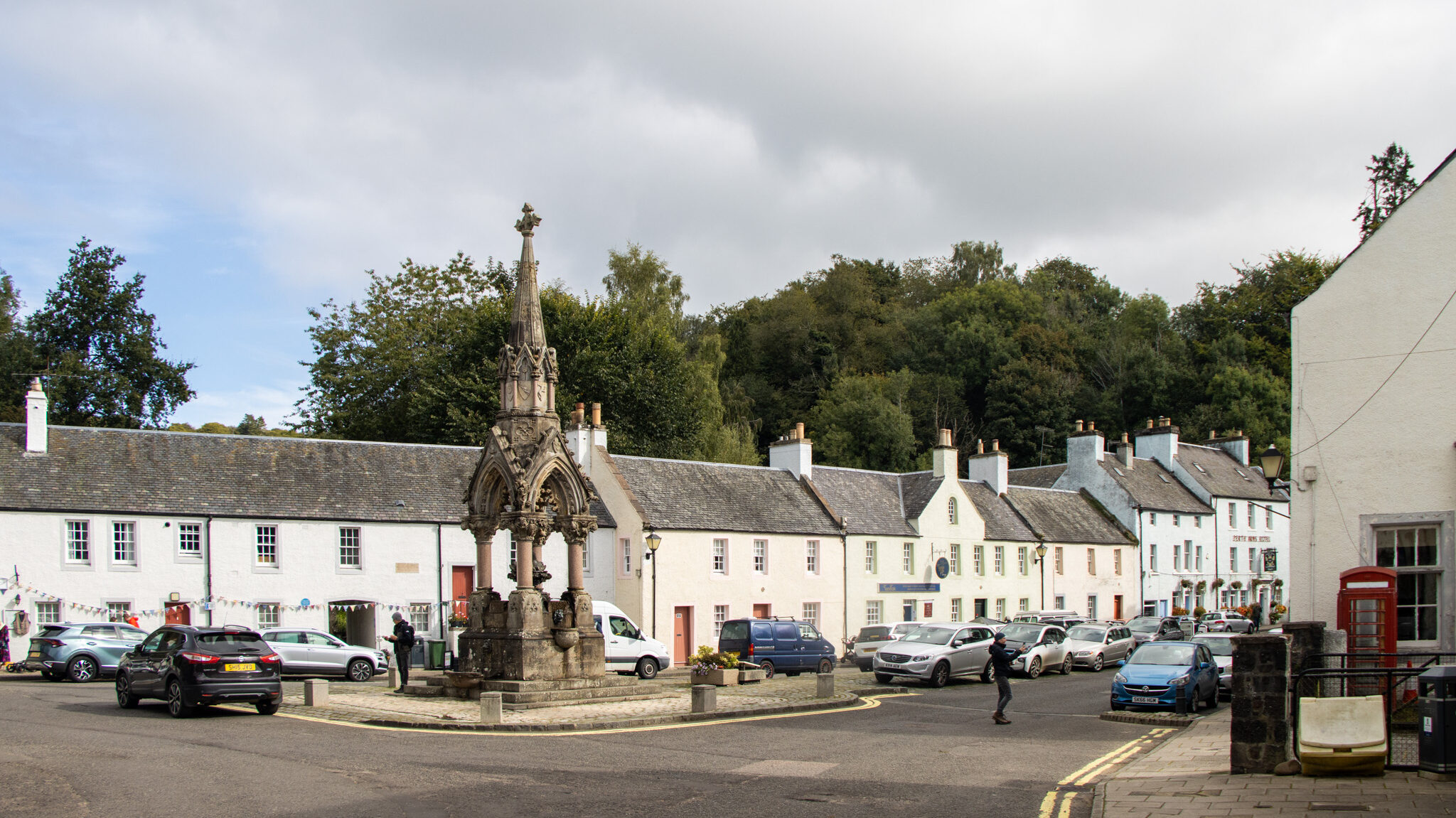 Small village square in town in Perthshire.