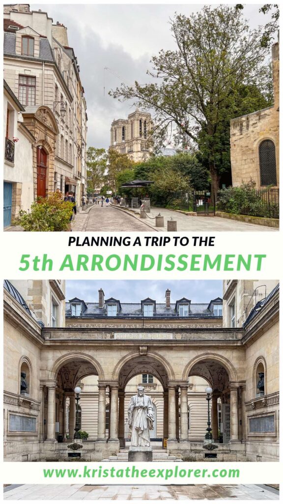 Street in Paris and inner courtyard of university.