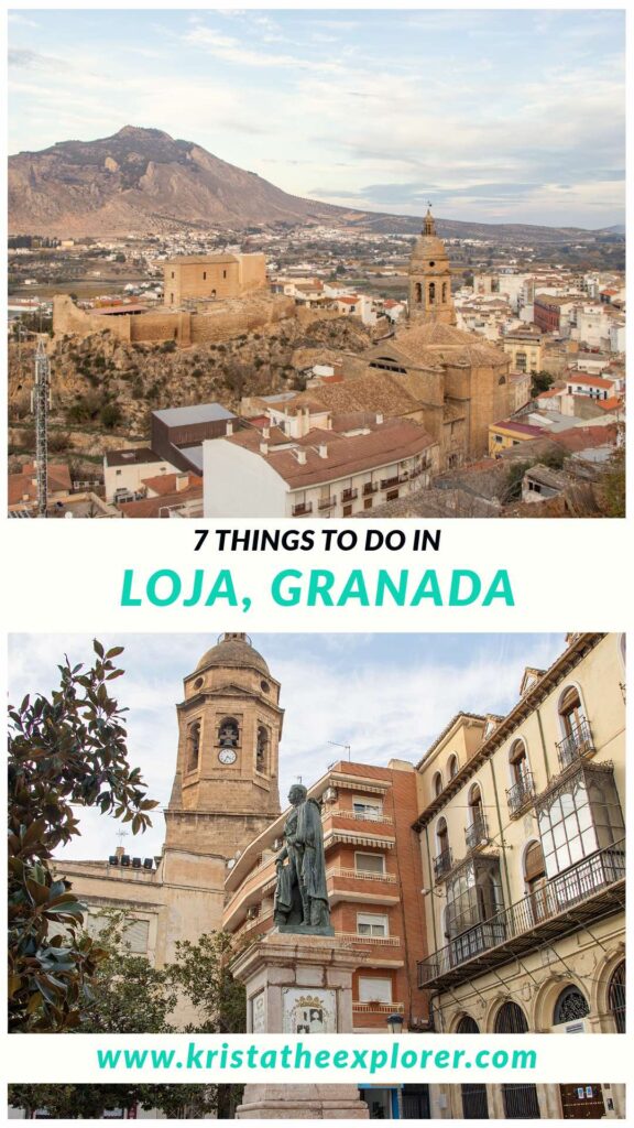 View over Spanish town and plaza.