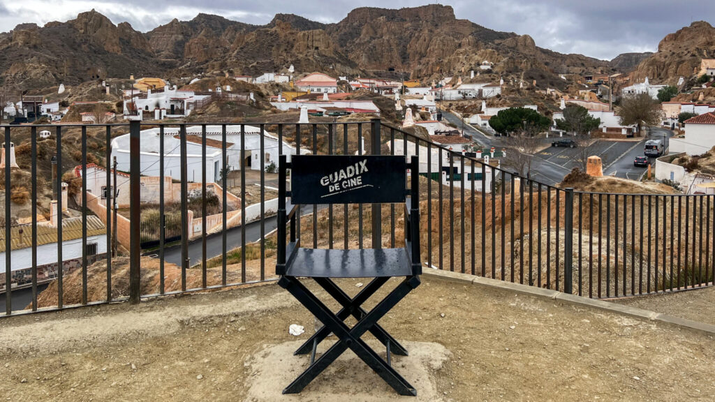 Directors chair facing Gaudix caves.