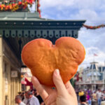 Beignet in the shape of Mickey Mouse head.