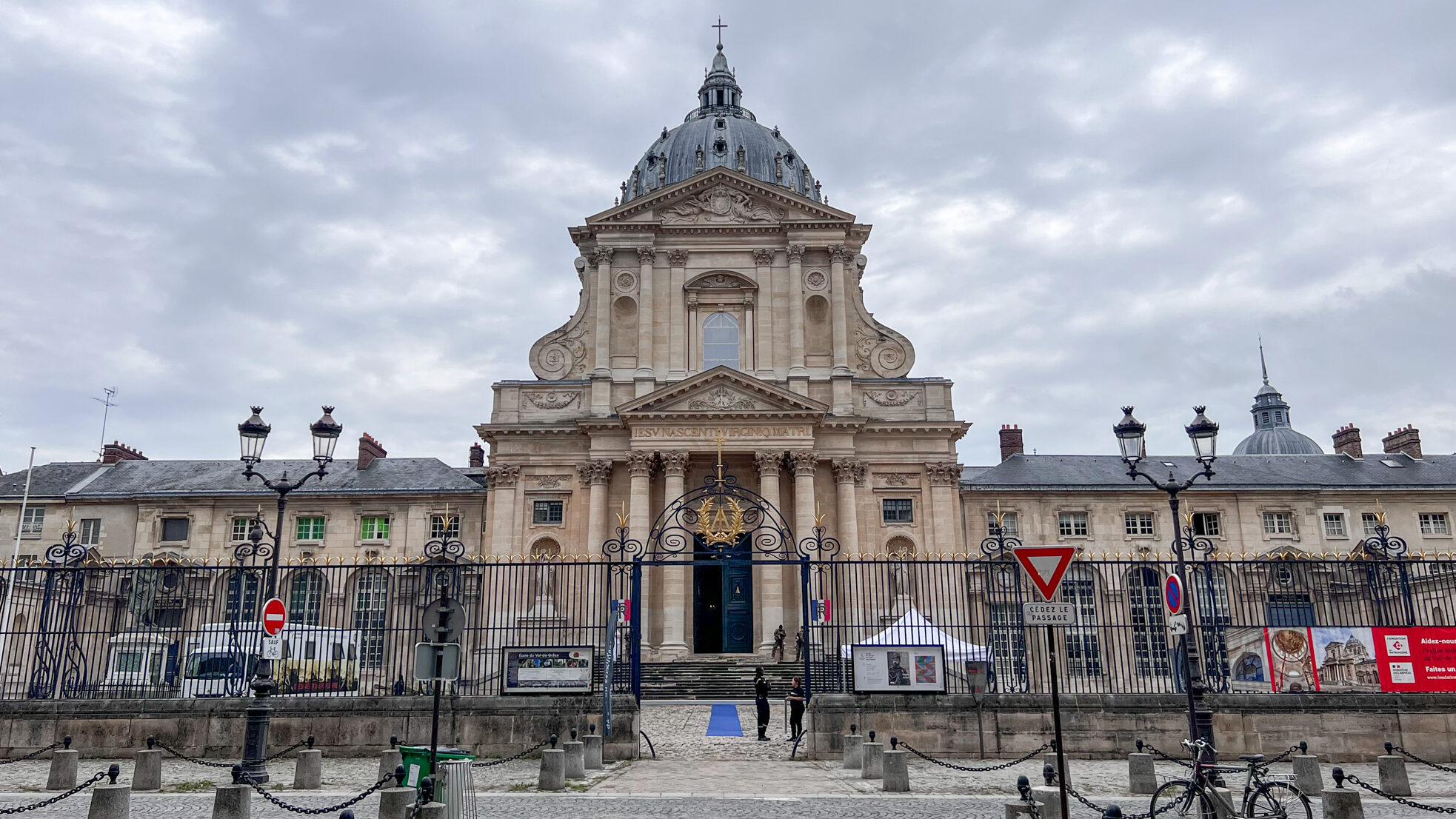 Street leading up to historic abbey in Paris.