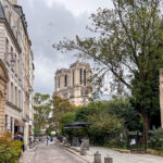 Quiet street leading to Notre Dame in the 5th arrondissement.