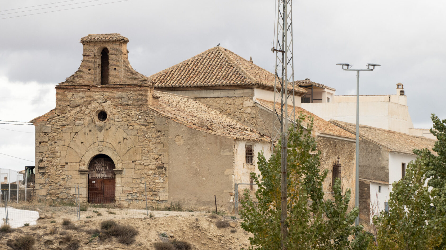 View of a hermitage on a hill.