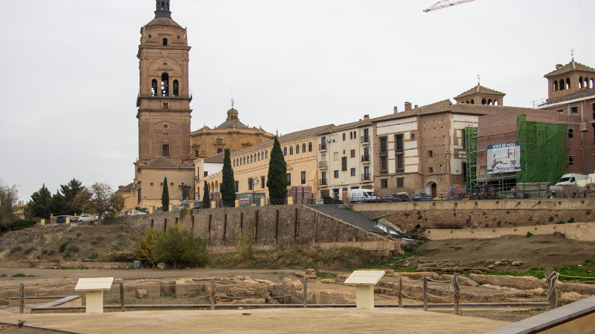 Ruins of Roman amphitheatre in Spanish town.