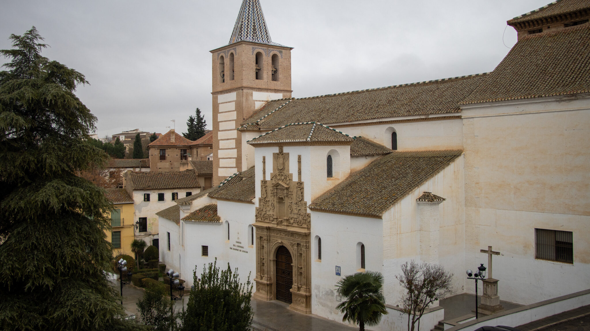 View of an old church from higher street.