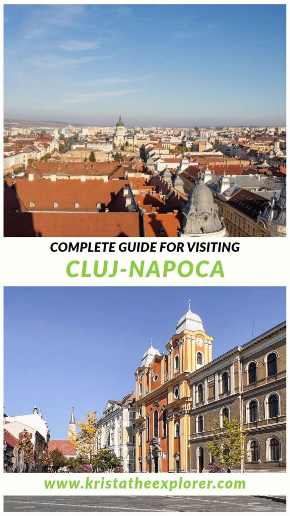 View of Cluj from tower and church in old town.