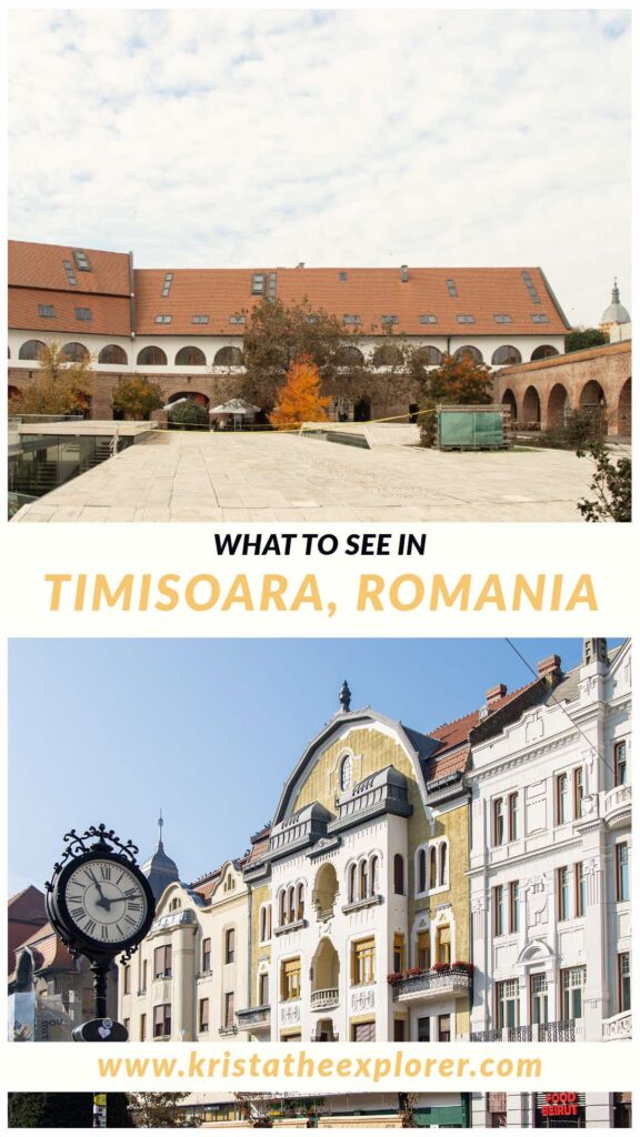 Square surrounded by bastion and buildings in Timisoara.