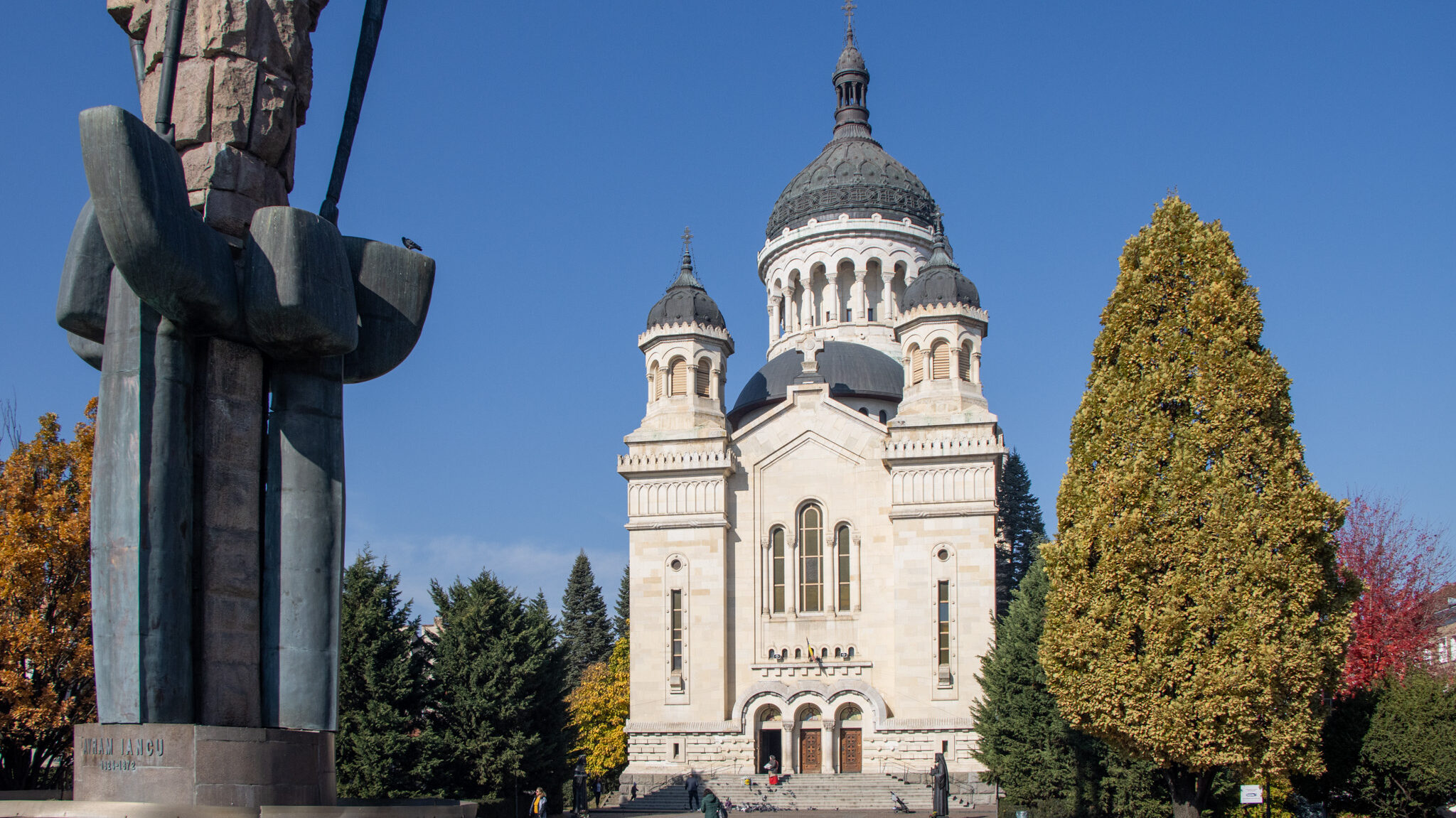 Greek orthodox church with small square in front.