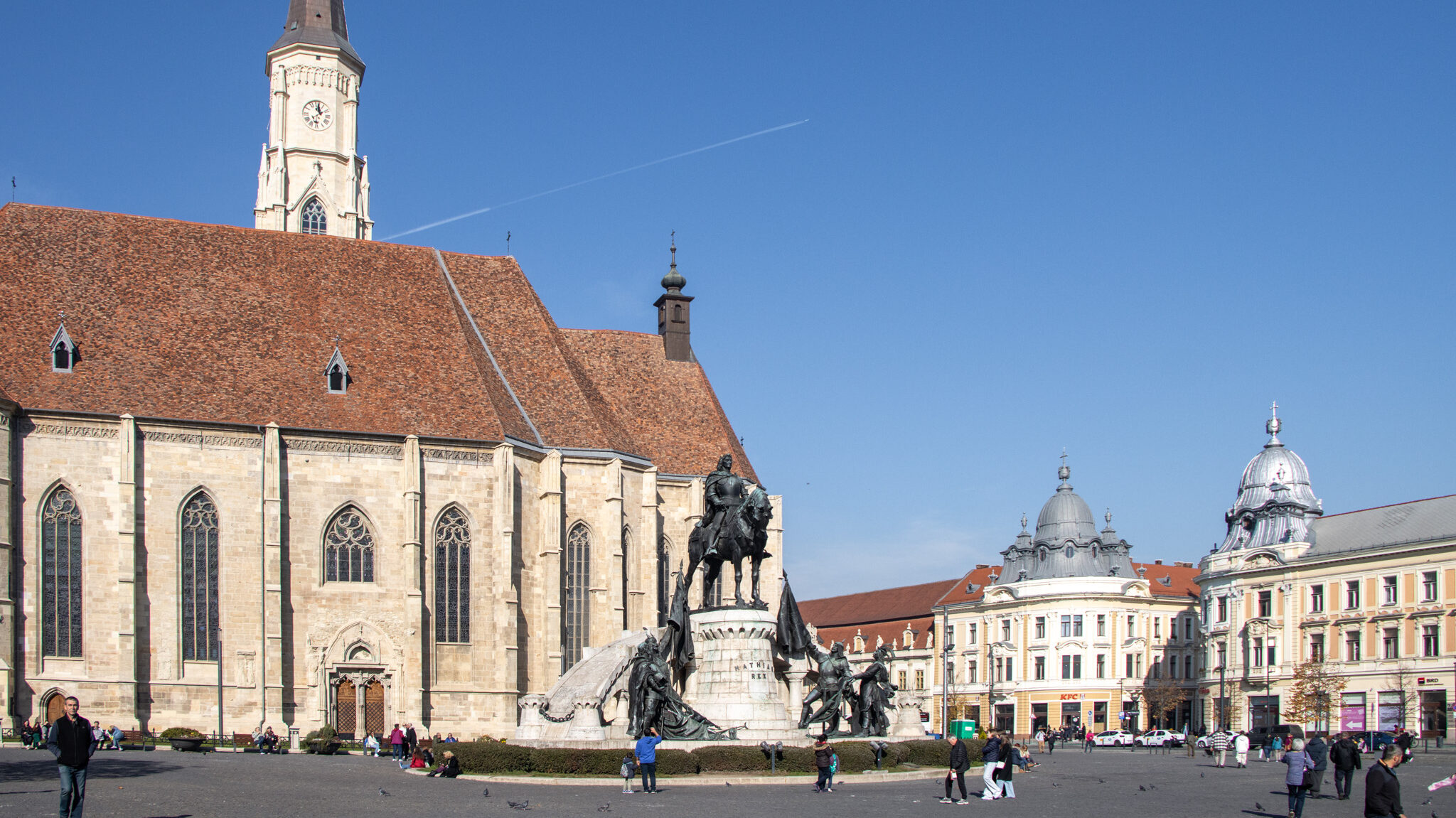 Main square on sunny day things to do in Cluj-Napoca.